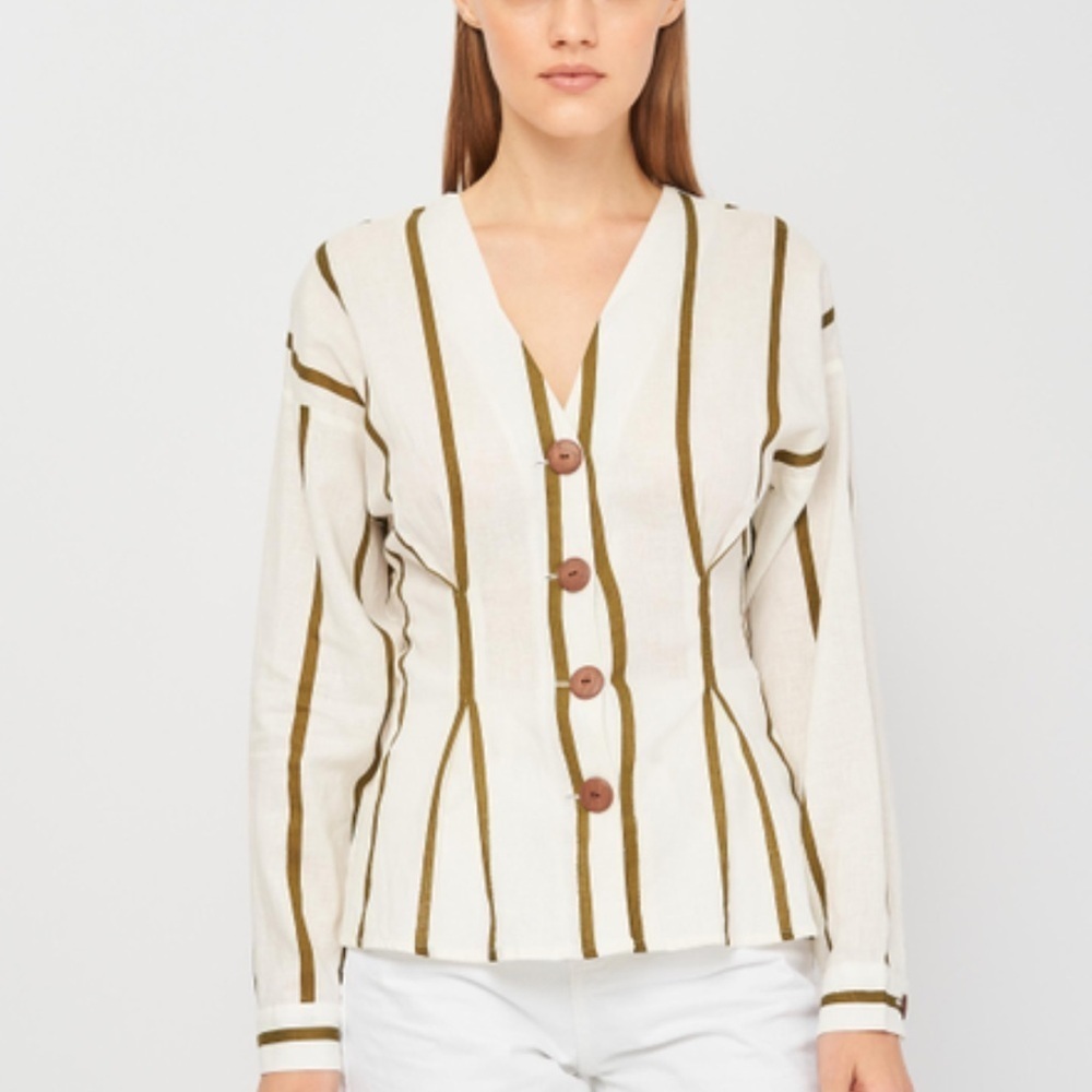 Zara Linen Blend Striped Top​​​​